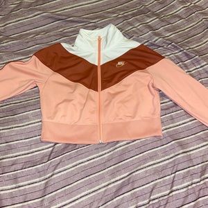 high neck zip up crop jacket